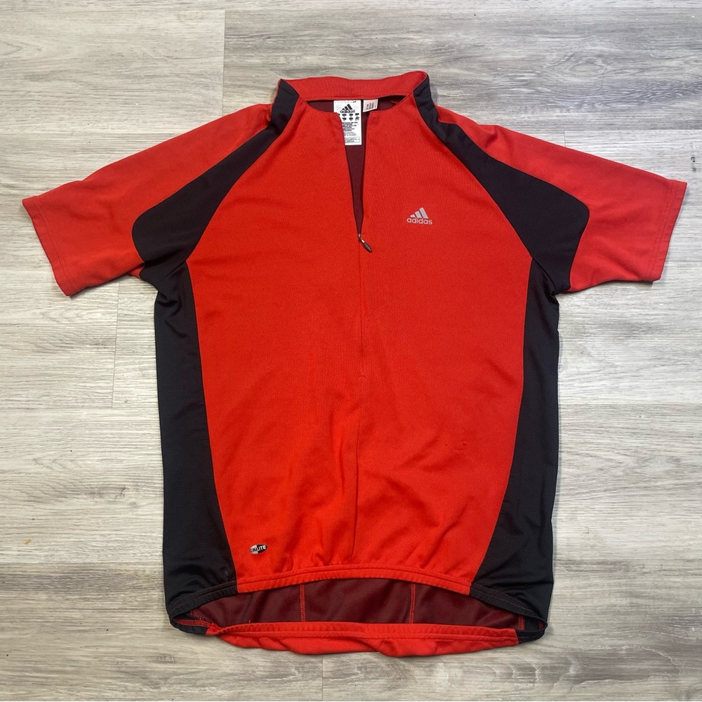 adidas Men’s Red and Black Short-Sleeve Cycling Jersey